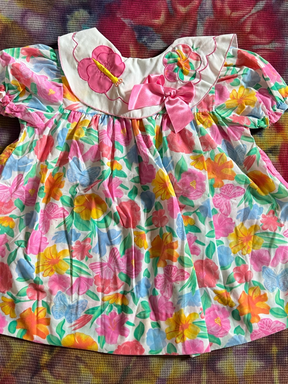🎀 Vtg 90s Floral Butterfly Dress Toddler 3T Cottagecore